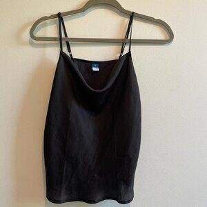 Black Cowl Neck Slinky, Lightweight, Spaghetti Strap Silk Cami Top, Old Navy, Wo